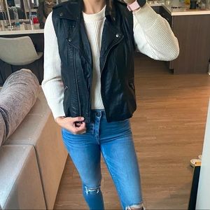 Black leather vest